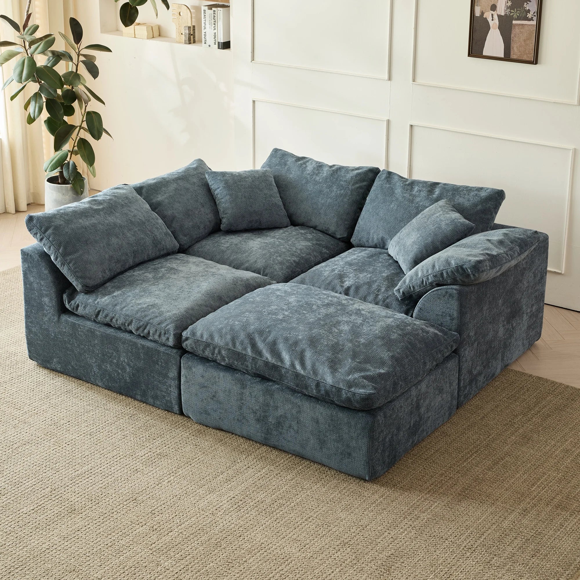 109" Modern Cloud L-Shaped 3-Seater Oversized Deep Seat Sofa