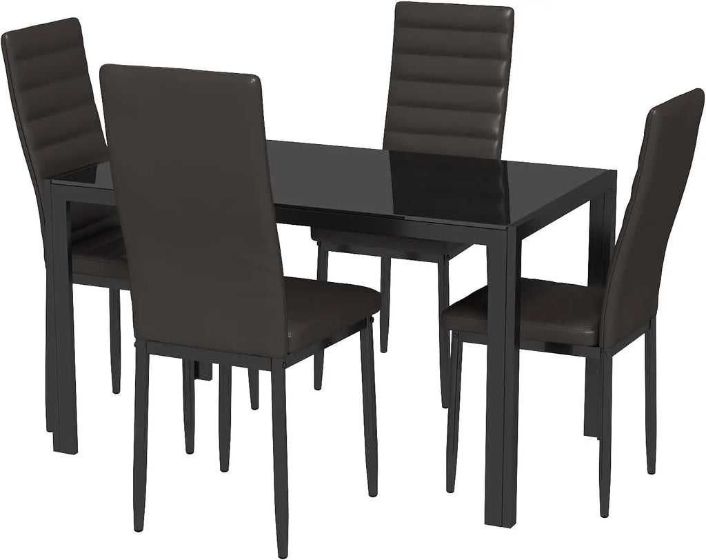 5 Piece Glass Dining Table & Chair Set