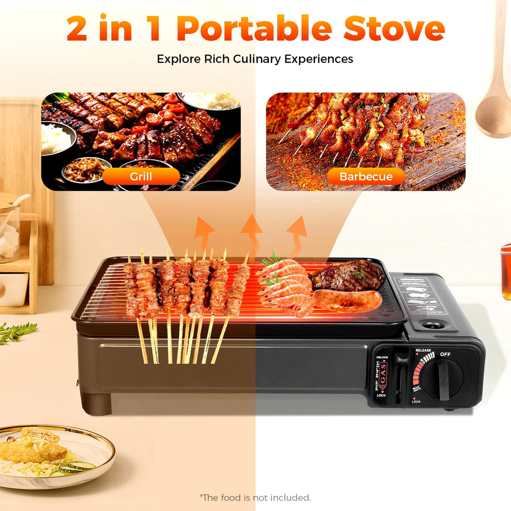 Portable Camping Grill Gas Stove Butane  For Traveling,