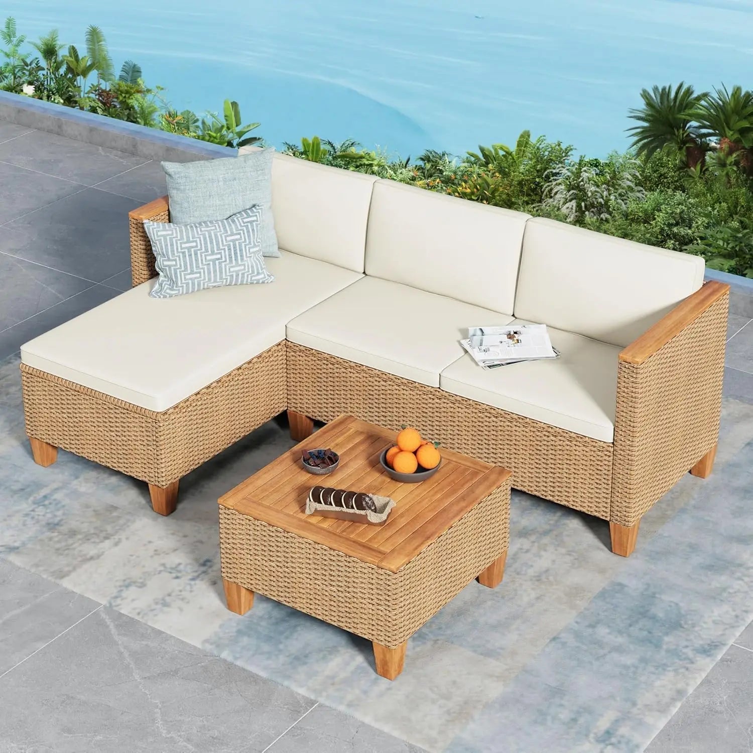 3 Piece Patio Furniture Set With Wicker