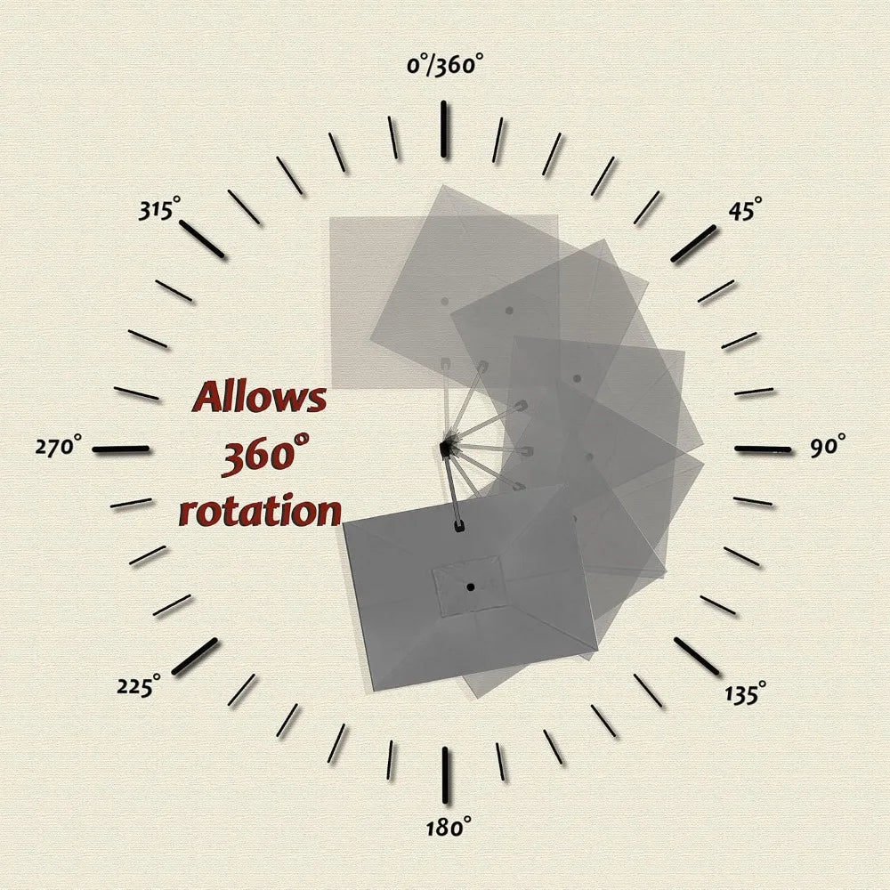 9' X 11.5' Patio Umbrella Outdoor Cantilever Rectangle Aluminum Offset
