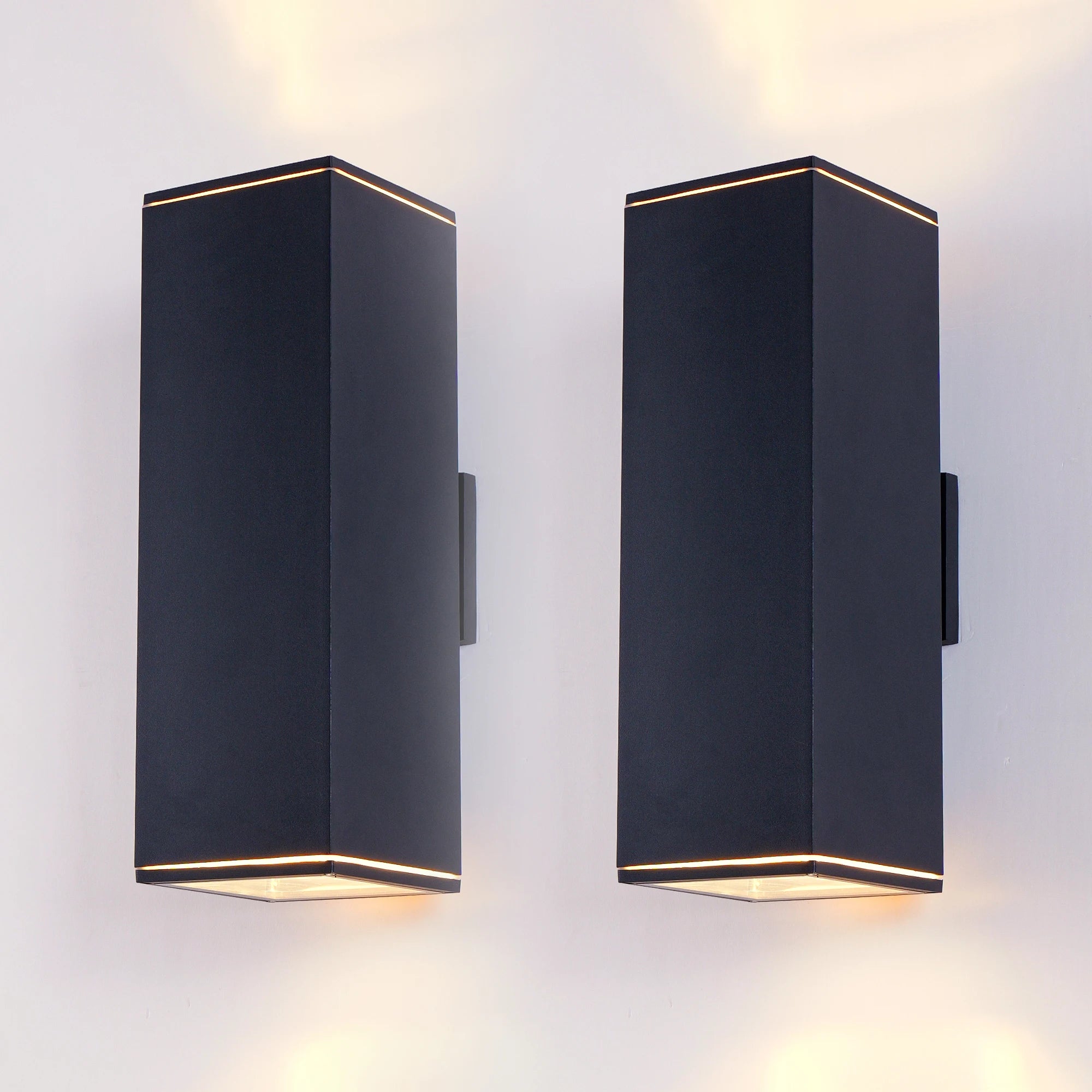 2 Pack Rectangular Outdoor Wall Sconce Light  Dual E26 Base