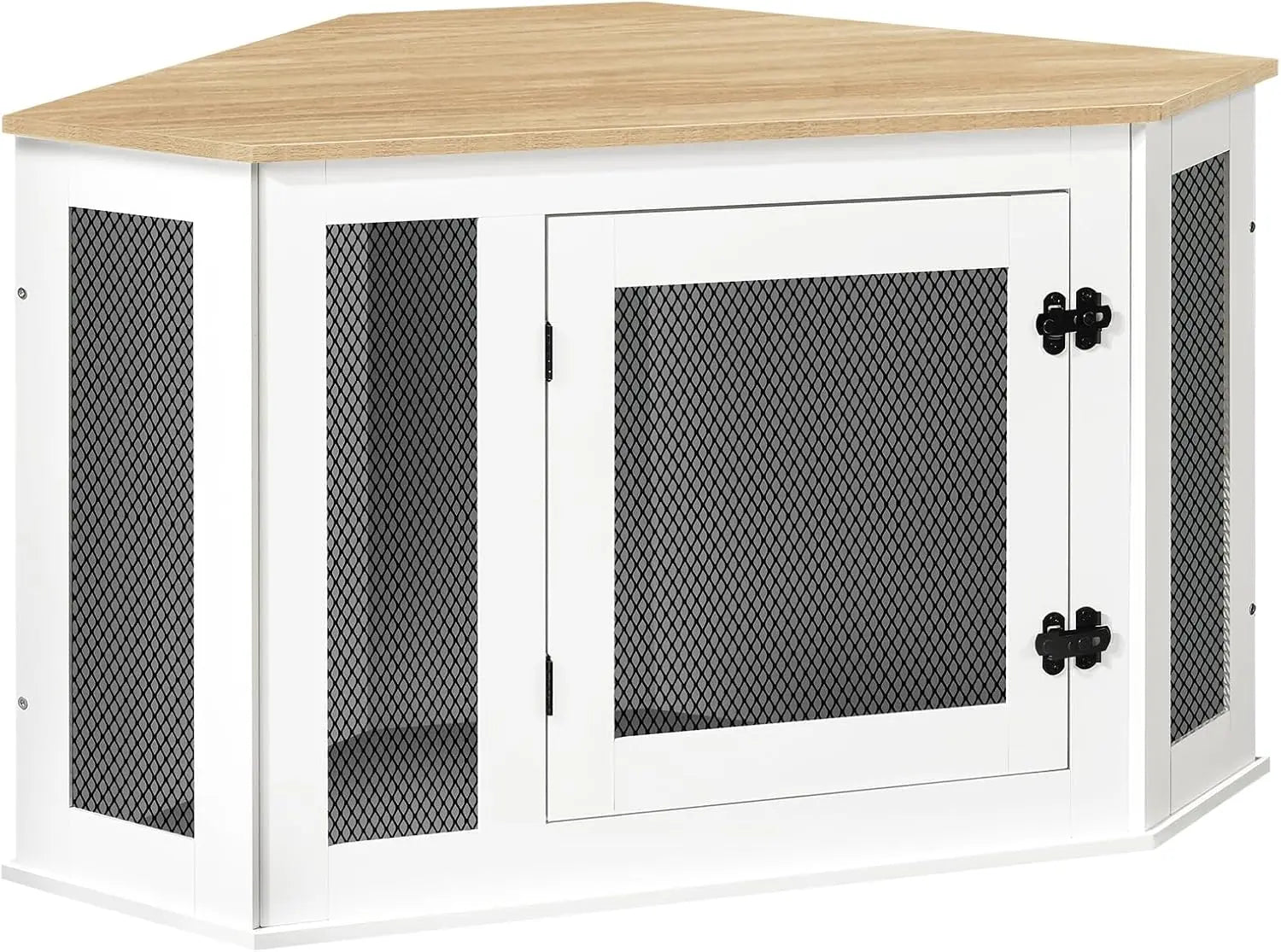 Corner Dog Crate Furniture, Wooden Kennel End Table