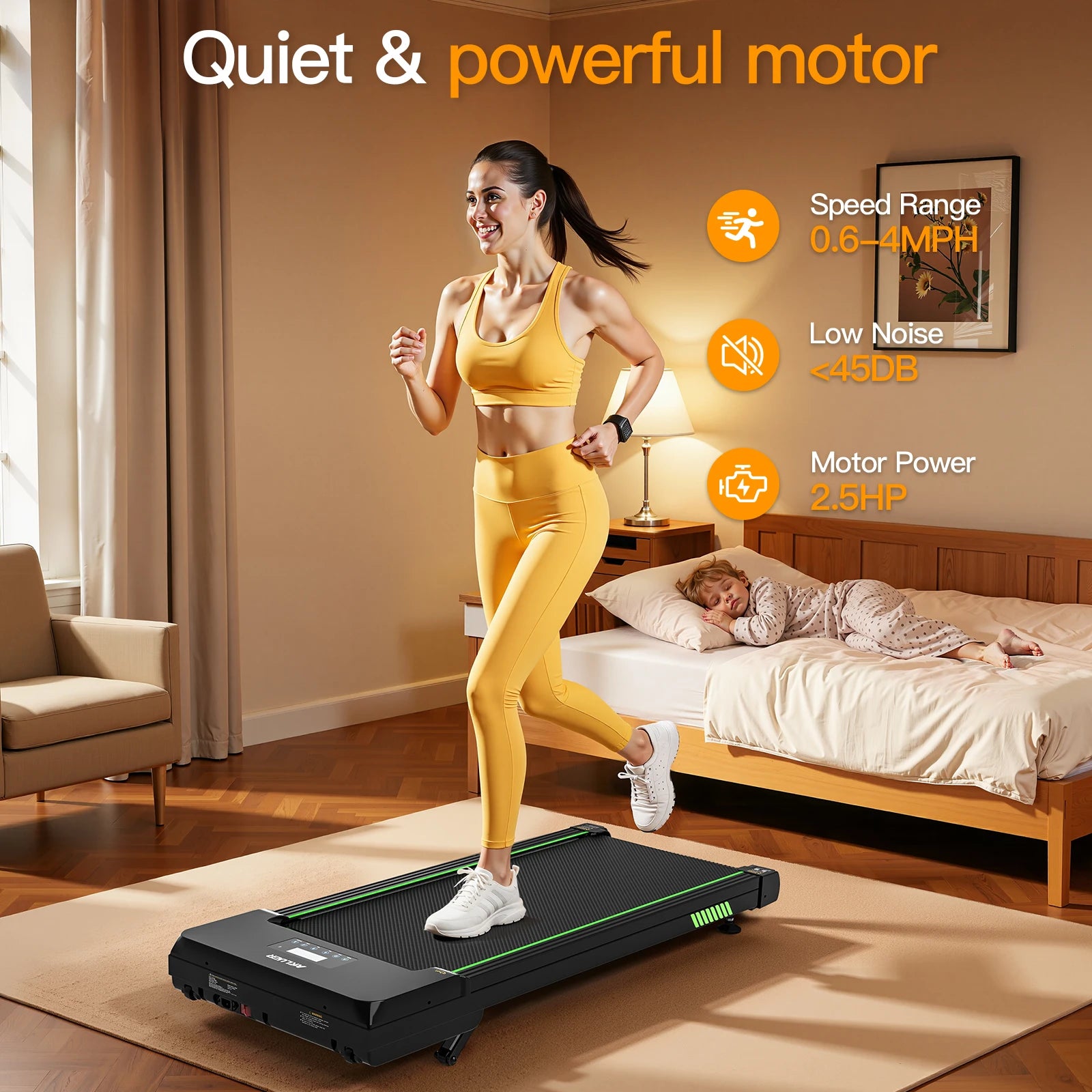 Walking Pad with 12% Auto Incline, 2.5HP Quiet Treadmill