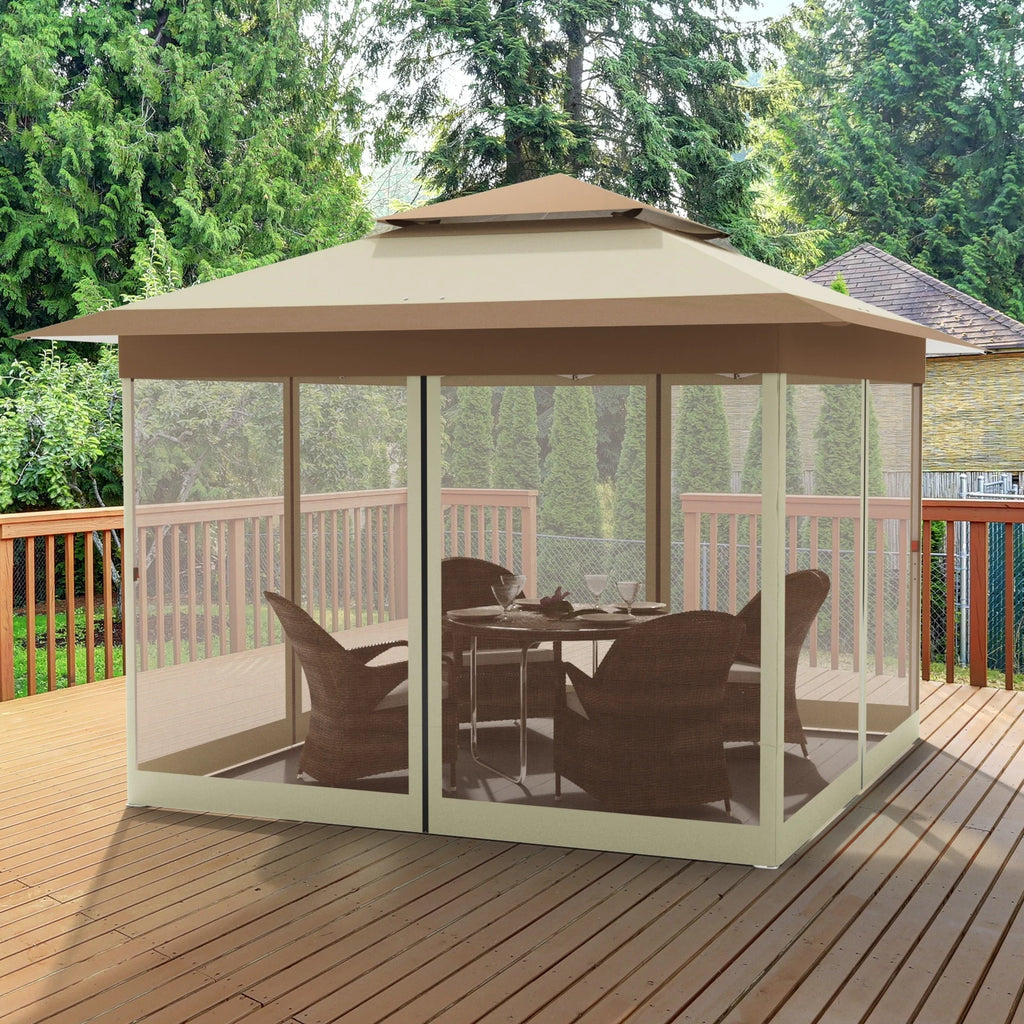 Outdoor Gazebo Canopy with 4 Detachable Mosquito Nets and Rainproof