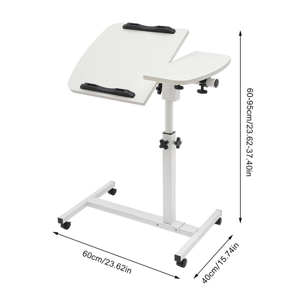 360° Adjustable Laptop Desk Stand Tilting Overbed Table with Wheels