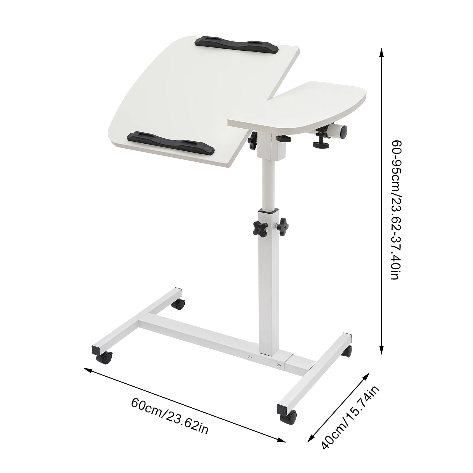 360° Adjustable Laptop Desk Stand Tilting Overbed Table with Wheels