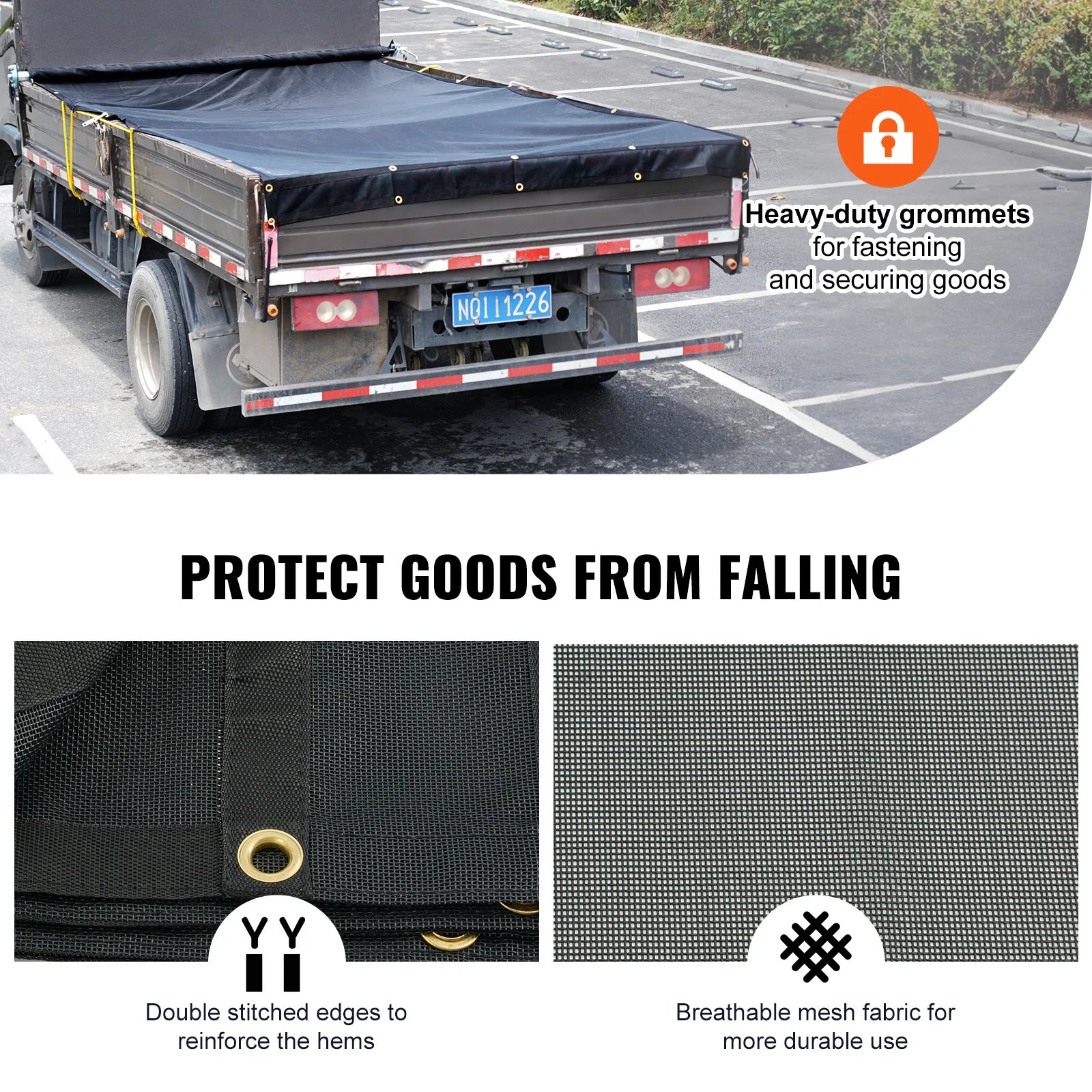 18oz PVC Dump Truck Tarp Folding Mesh Awning Tarpaulin Rainproof Cloth Double Pockets Trailer Shade for Outdoor Garden