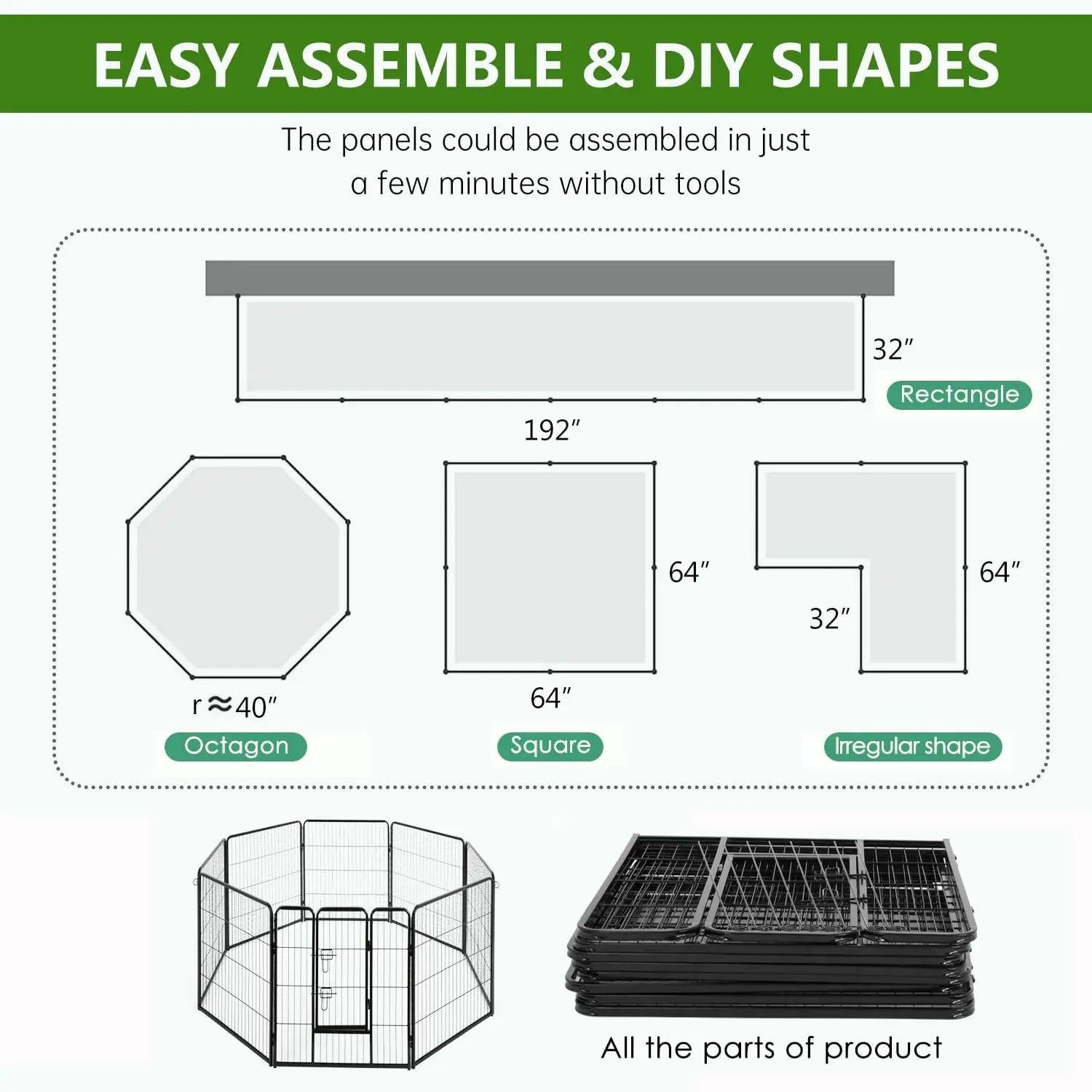 Dog Playpen 40 Inch 8 Panels Heavy Duty Metal