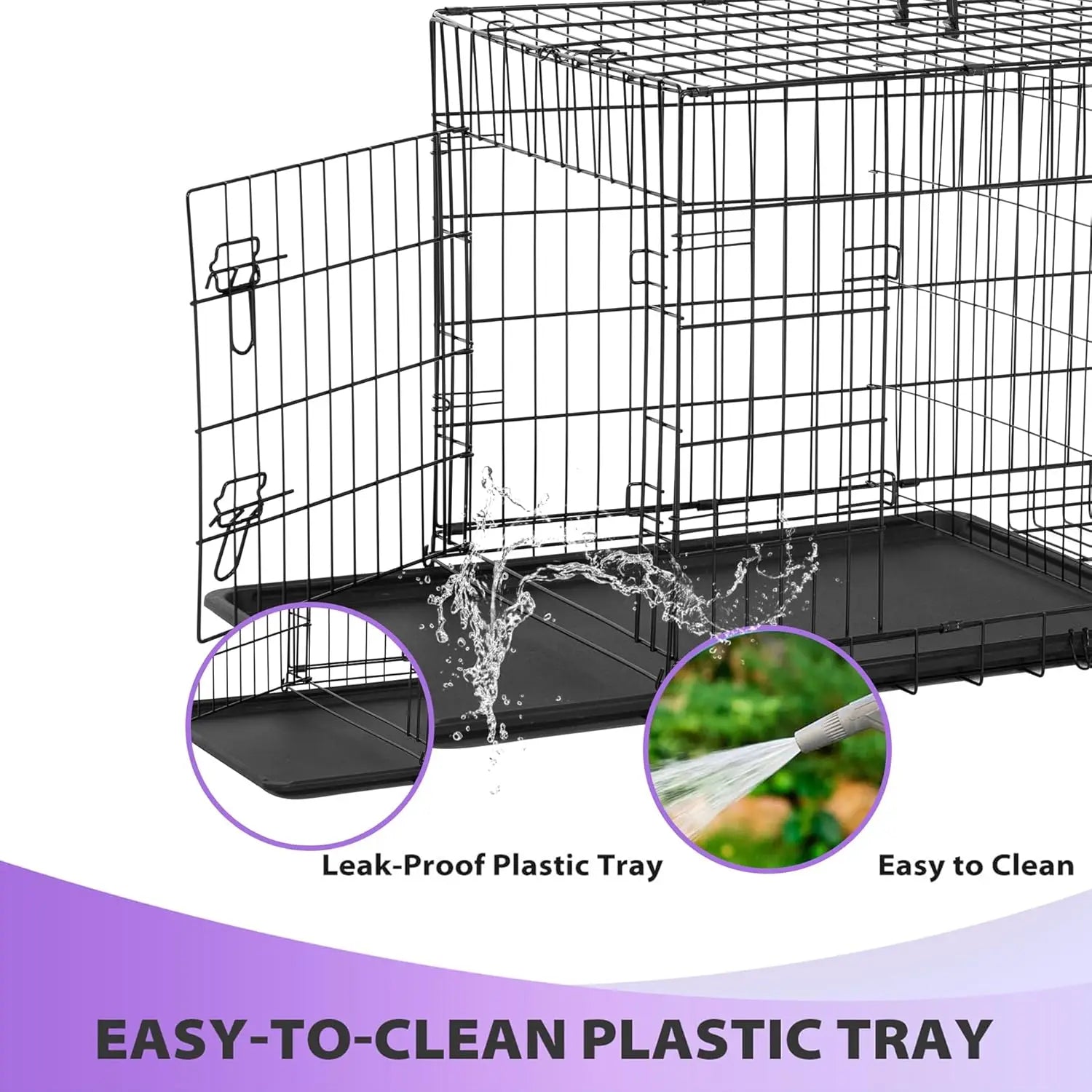 Dog Crate 48" Black Foldable Metal Kennel