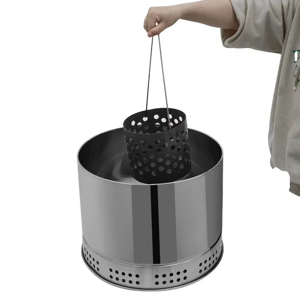 Large Portable Smokeless Charcoal Grill 360° Stainless Steel