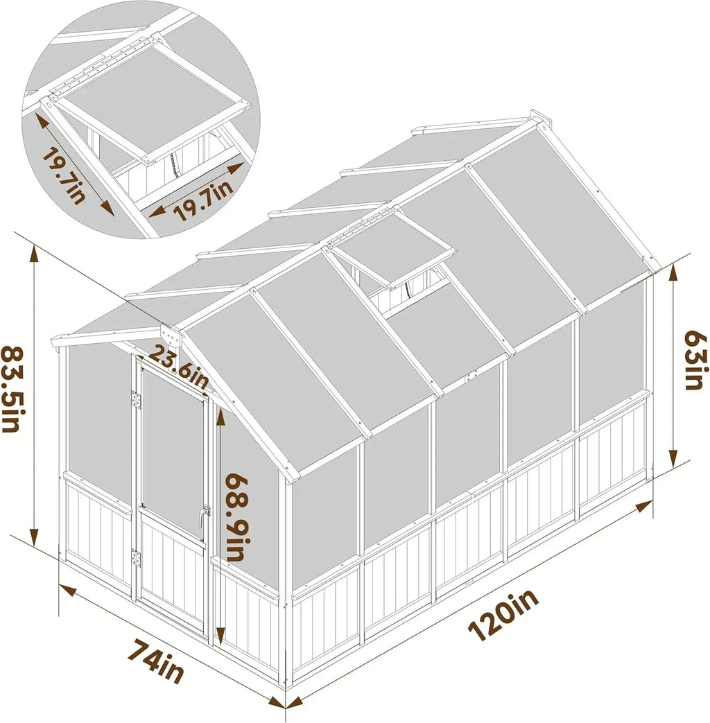 6x10 FT Green House for Outdoor with Lockable Door