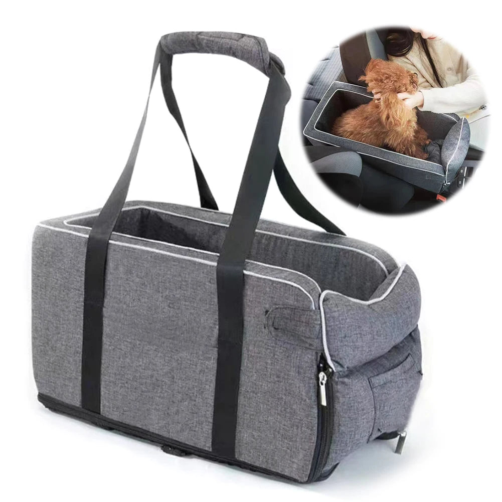 Multipurpose Center Console Dog Car Seat with Shoulder Straps