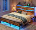 Bed Frame with LED Lights & Charging Station