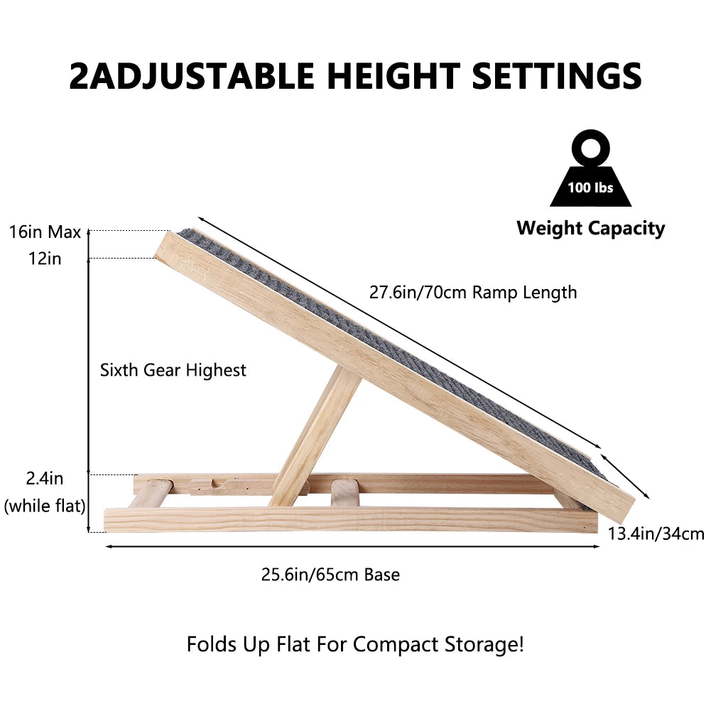 Dog Ramp Pet Wooden Ramp with Adjustable Height