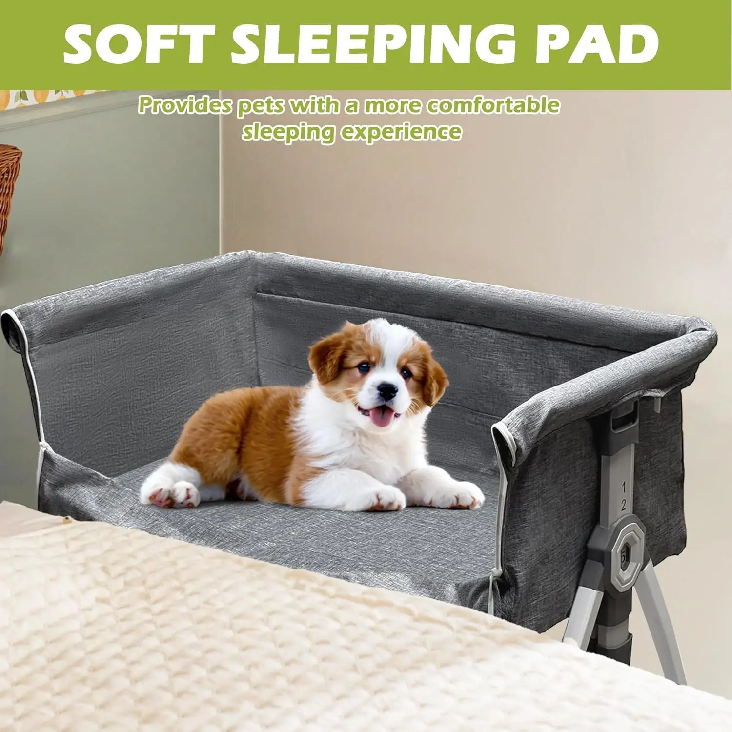 Bedside Sleeper Dog Bed, Adjustable 27''-32''