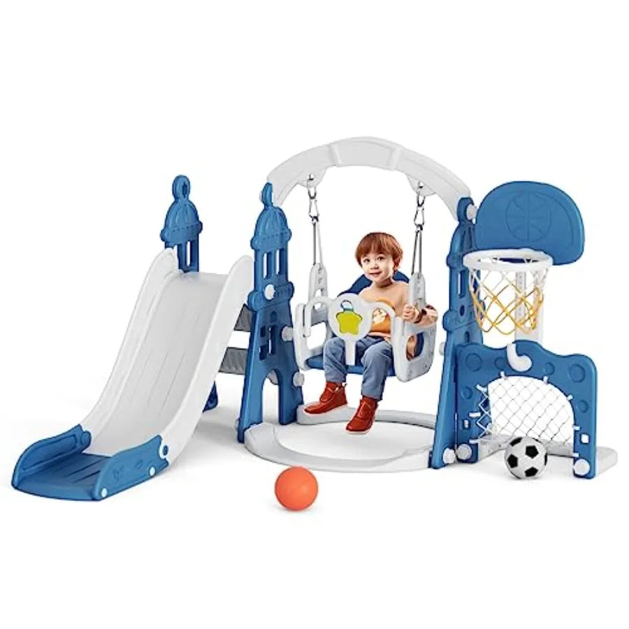 6-in-1 Toddler Slide and Swing Set Outdoor Indoor