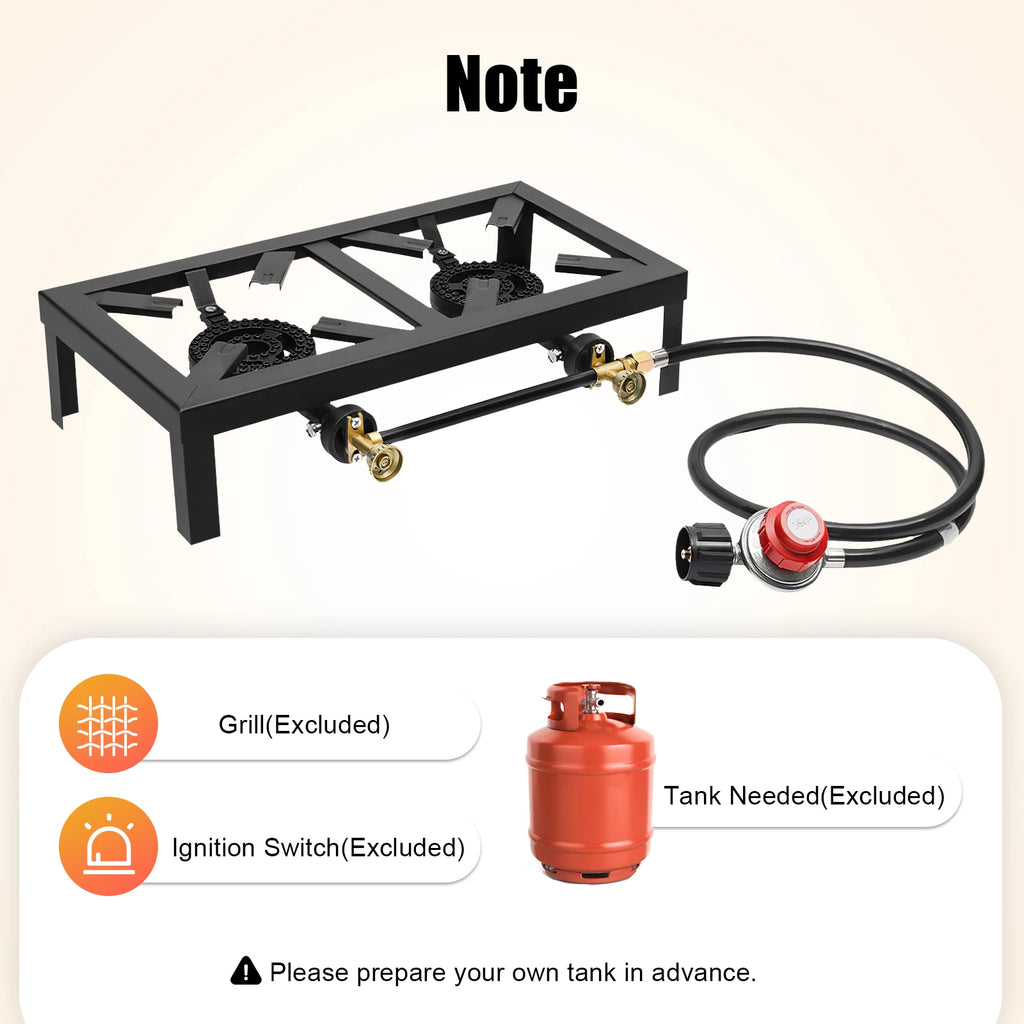 Portable Double Burner Outdoor Gas Stove Propane Cooker
