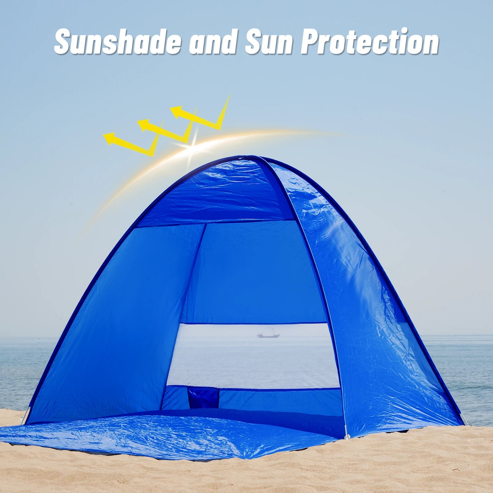 Pop-up beach tent with handbag compact folding design