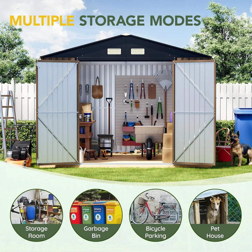 Outdoor Storage Shed 10 x 12ft.  Metal with Lockable Doors