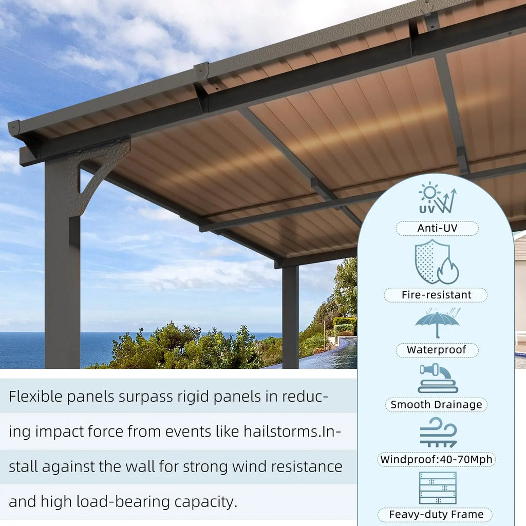 Wall Gazebo12’ x 10’, Hard Top Gazebos Pergola on Clearance