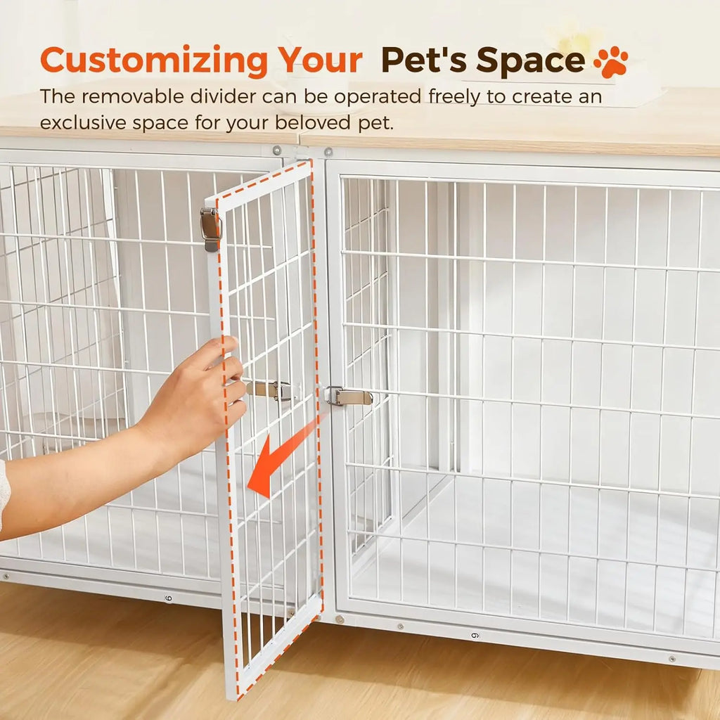 Double Dog Crate Furniture with Removable Divider