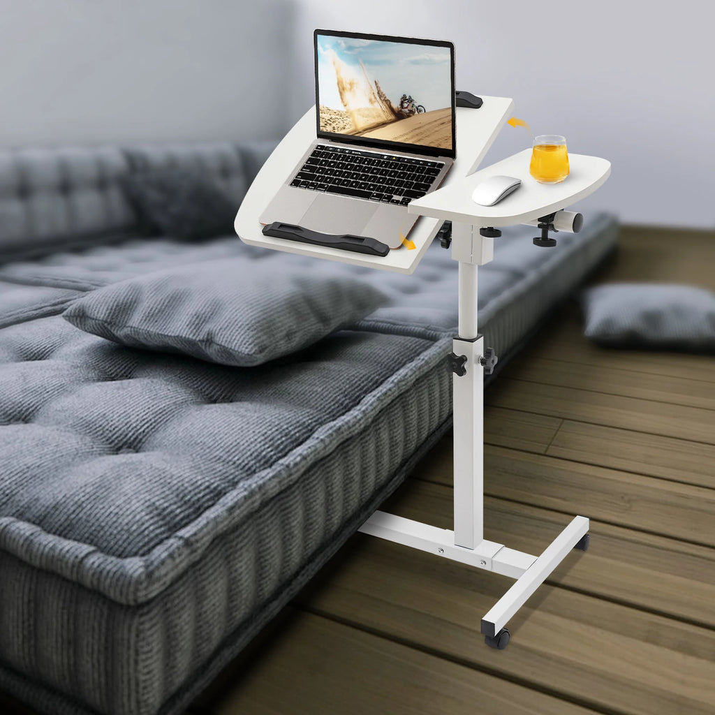 360° Adjustable Laptop Desk Stand Tilting Overbed Table with Wheels