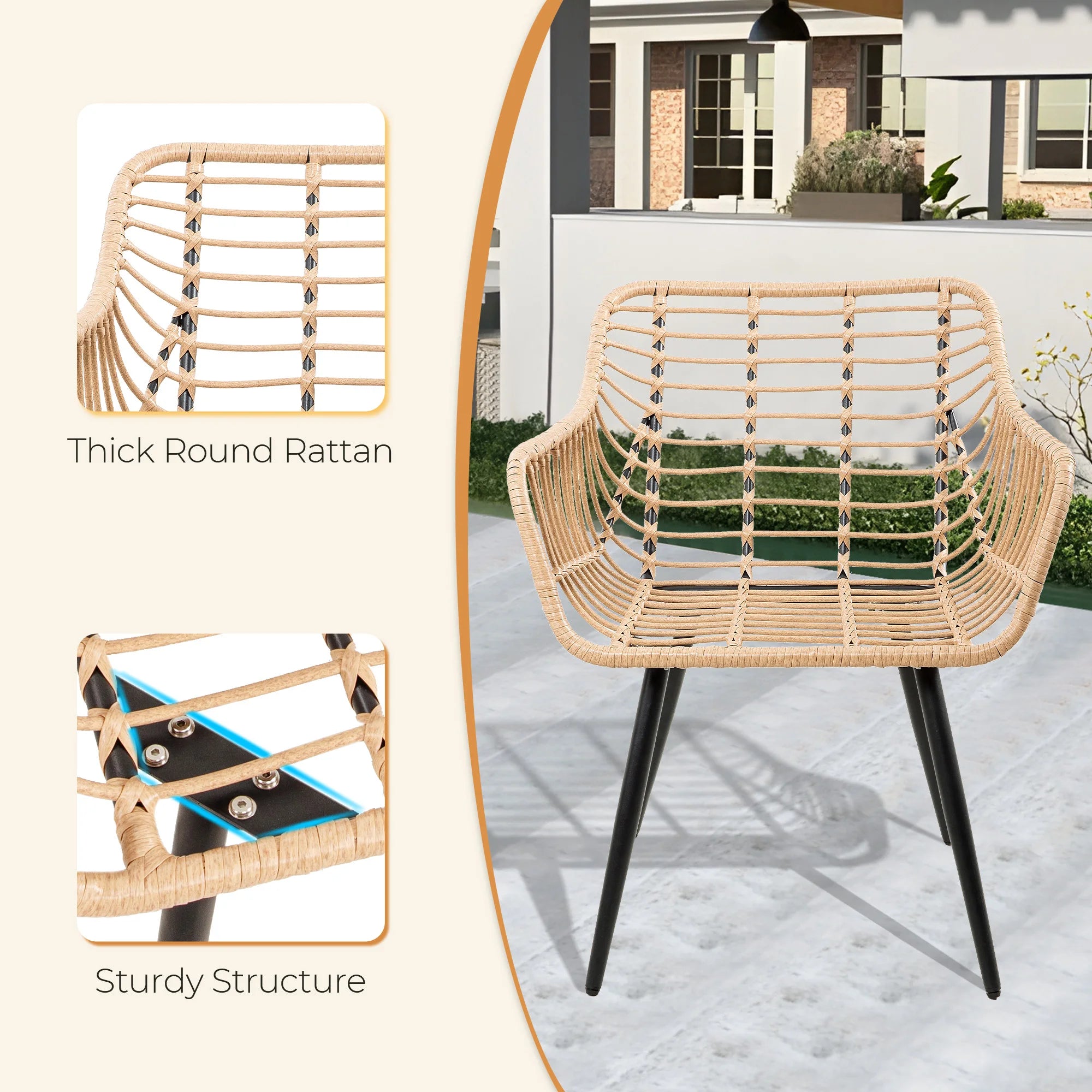 5 Piece Patio Furniture Set, Outdoor Wicker Small Bistro Set