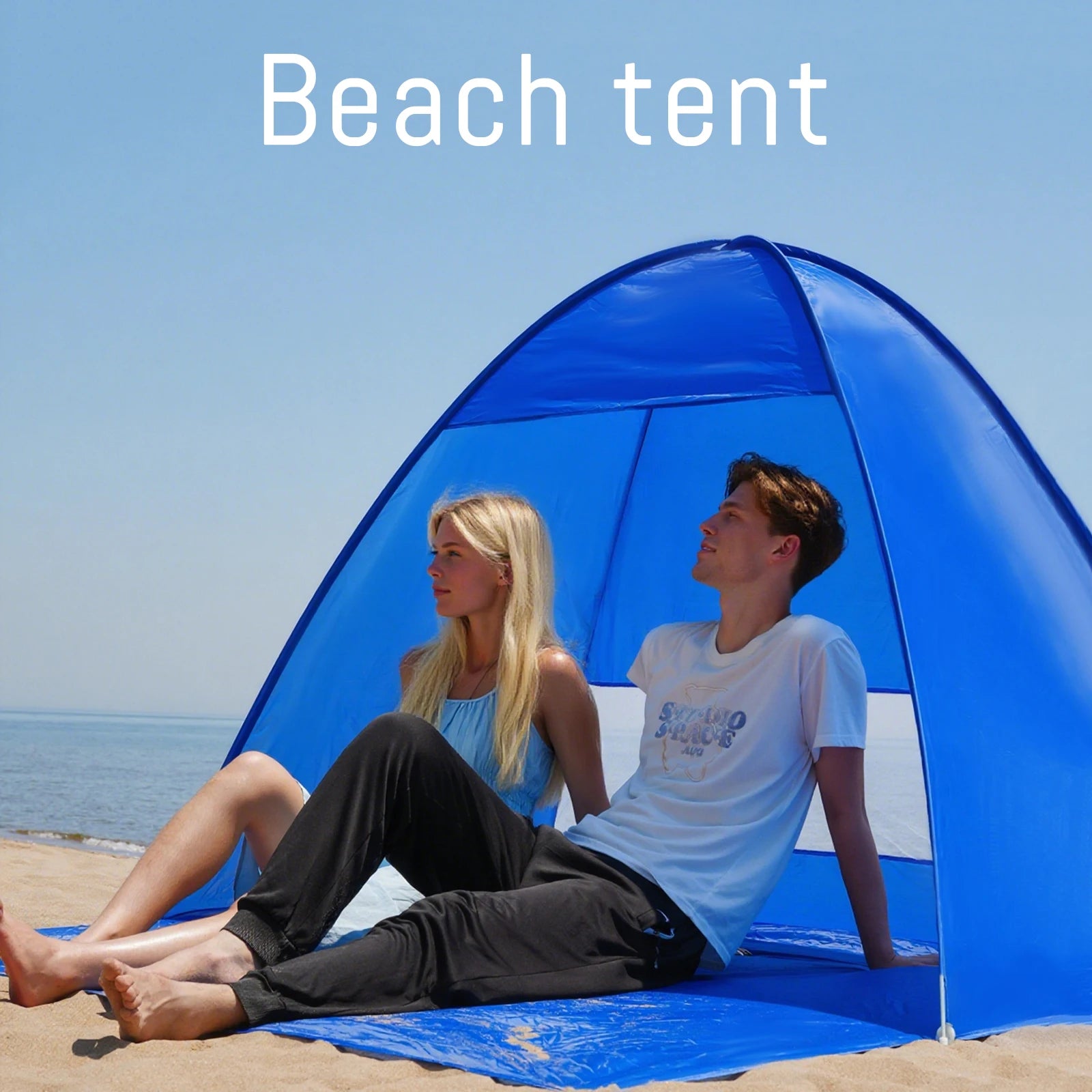 Pop-up beach tent with handbag compact folding design