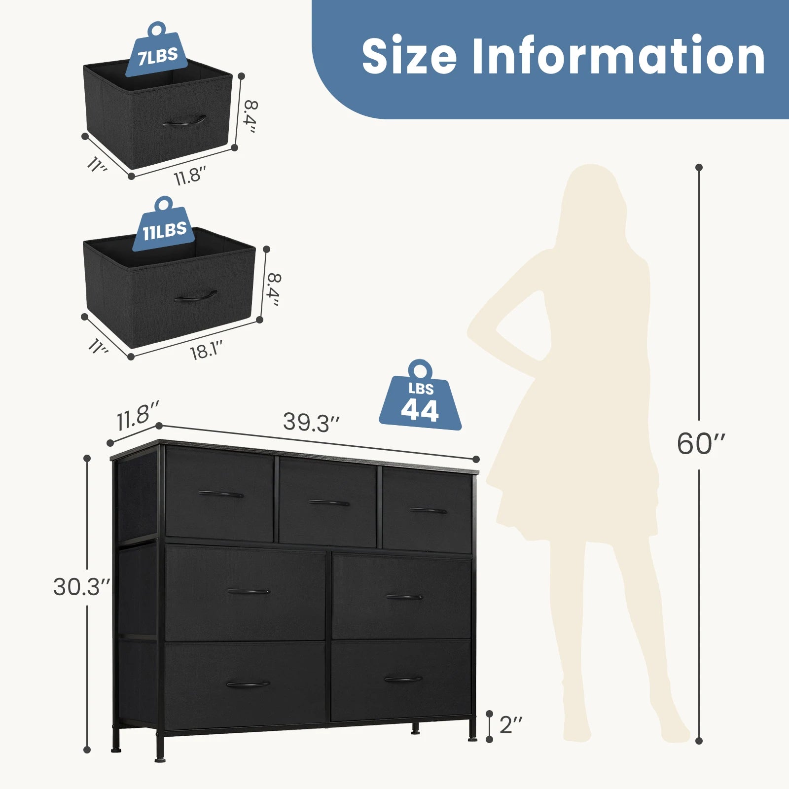 Dresser For Bedroom With 7 Fabric Drawers Organizer Storage