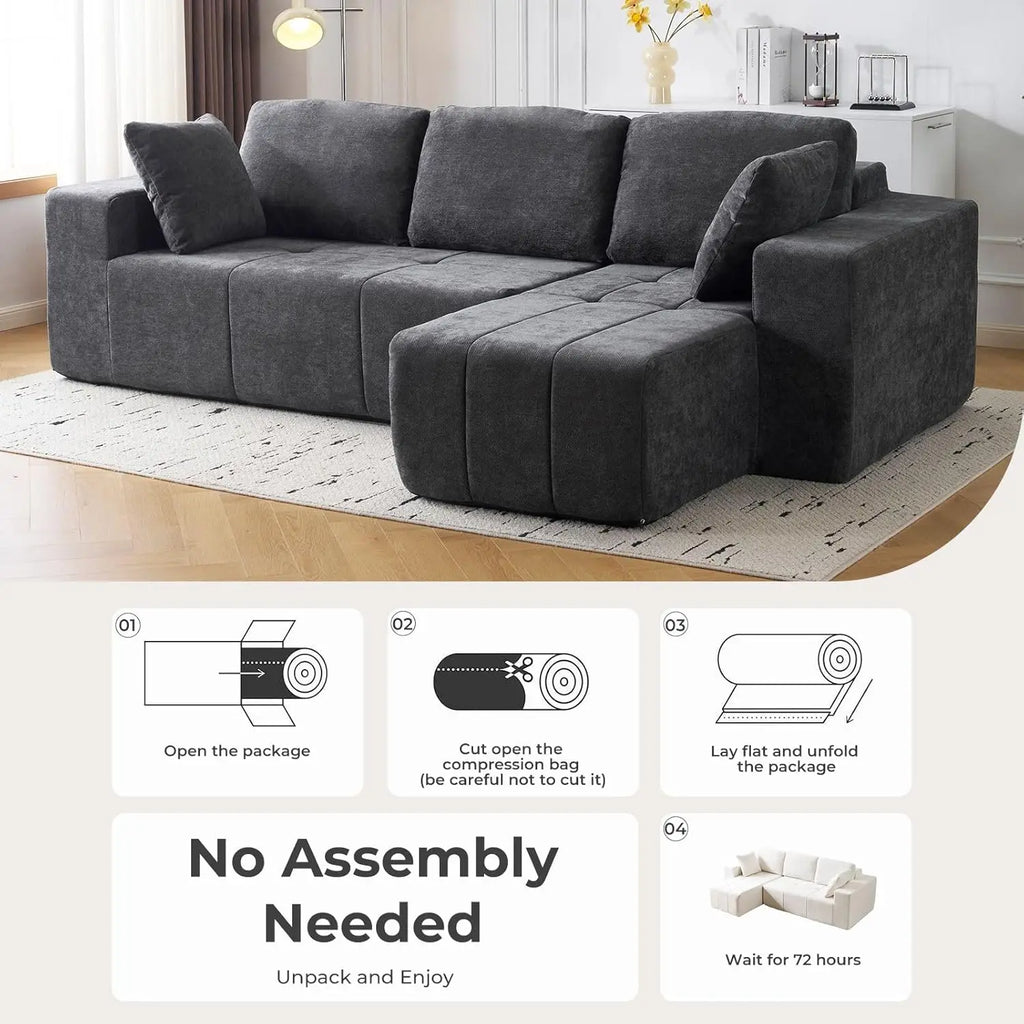 Cloud Modular L-Shape Sectional Sofa Chenille Upholstered
