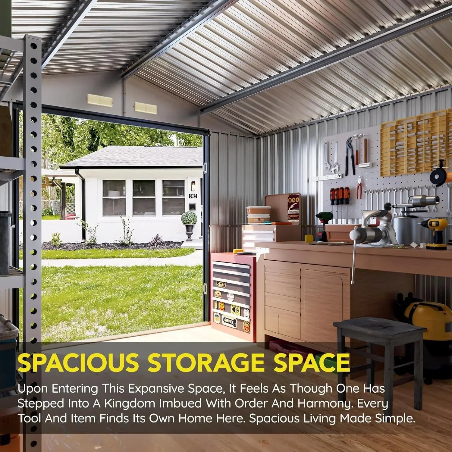 10x10 FT Outdoor Metal Storage Shed, Double Swing Doors