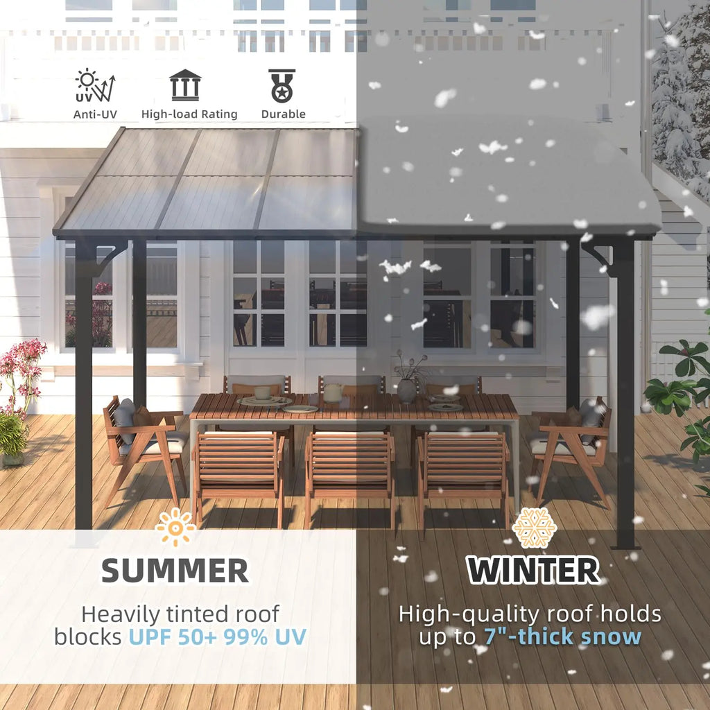 Wall Gazebo12’ x 10’, Hard Top Gazebos Pergola on Clearance