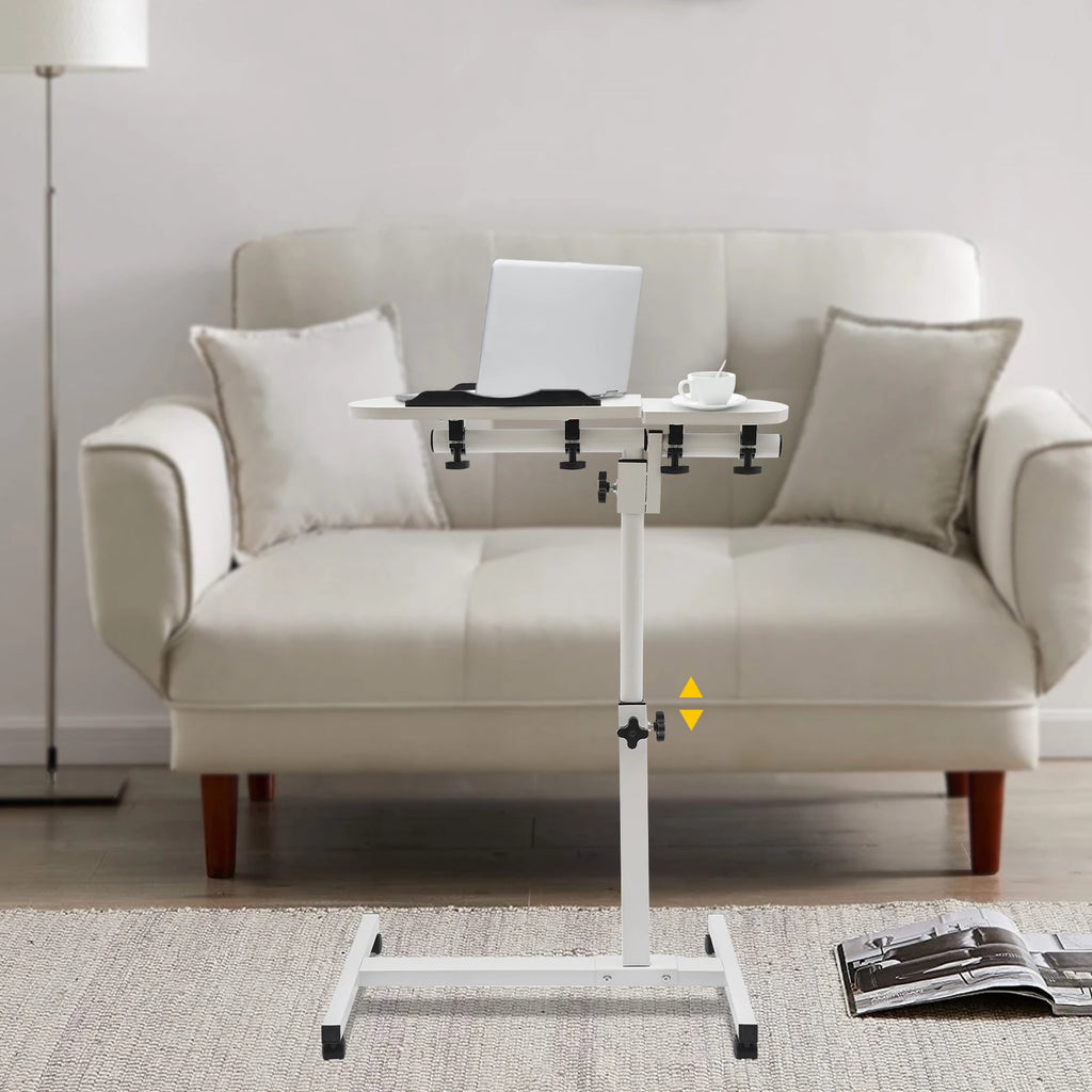 360° Adjustable Laptop Desk Stand Tilting Overbed Table with Wheels