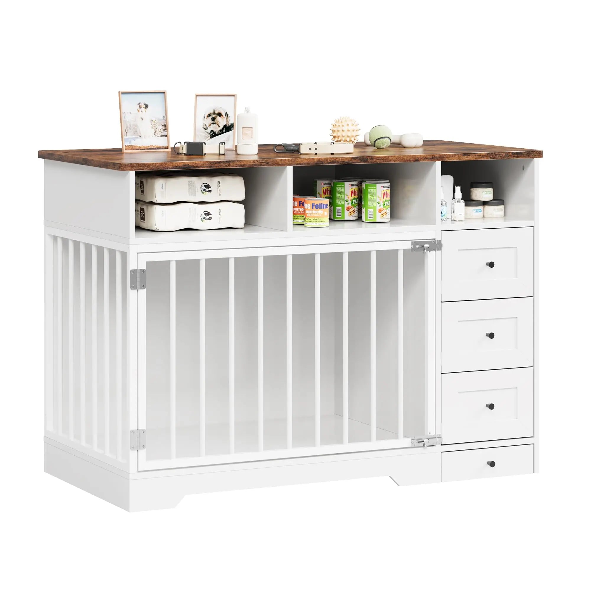 48 Inch Large Farmhouse Wooden Dog Crate Furniture