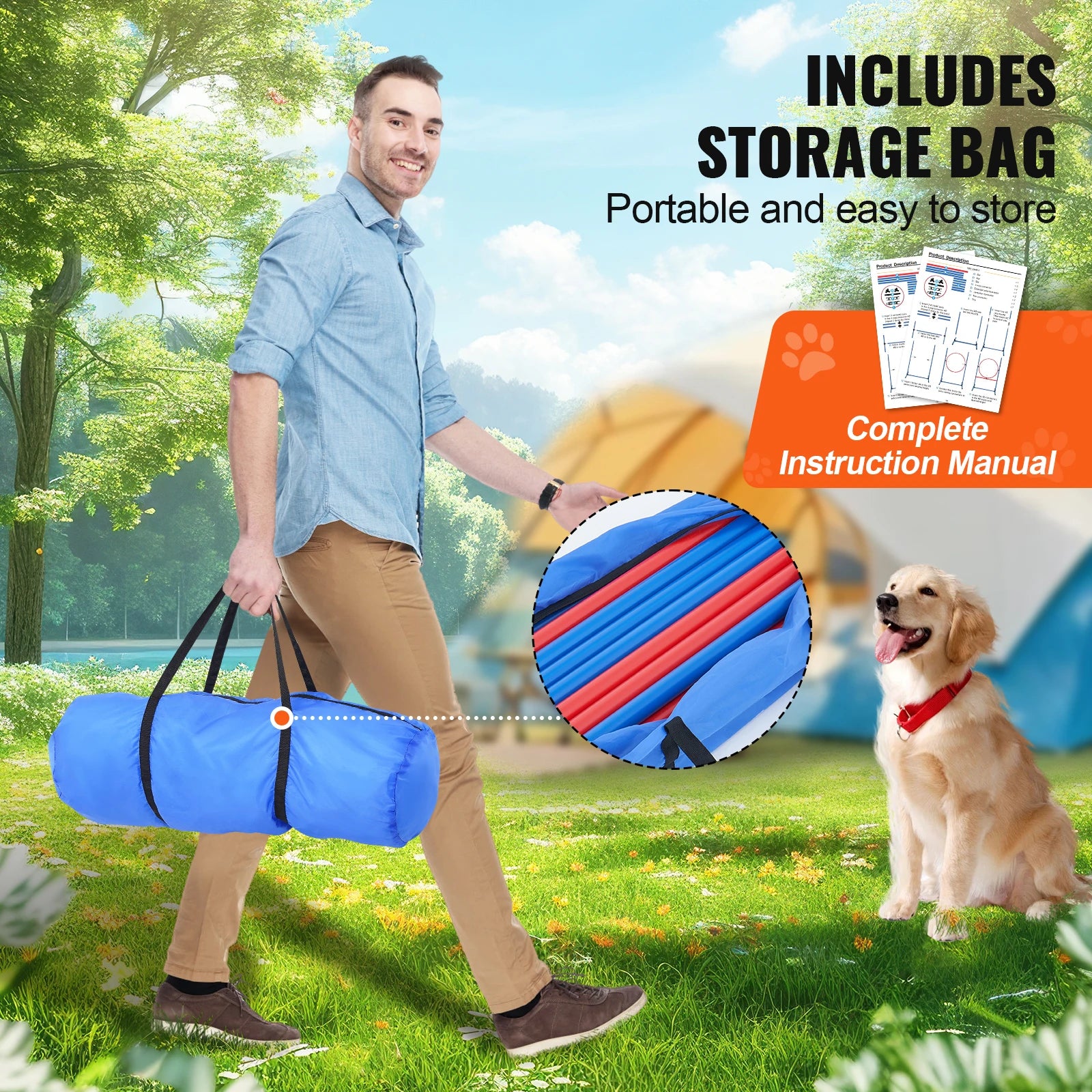 Dog Agility Training Equipment 4 PCS Set with Adjustable High