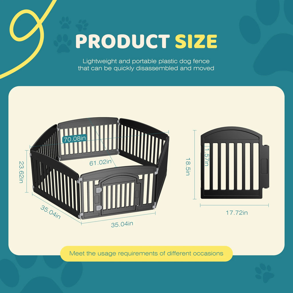 Plastic Dog Playpen 6 Panel 24IN Expandable Durable Fence
