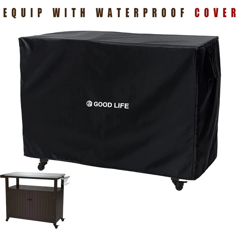 Outdoor Storage Cabinet Solid Wood Prep Grill Table