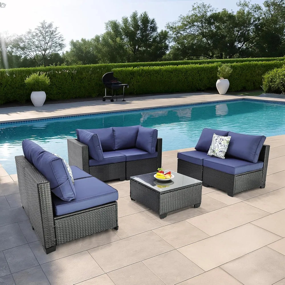 7 Pieces Outdoor Patio Furniture Sets Rattan Wicker