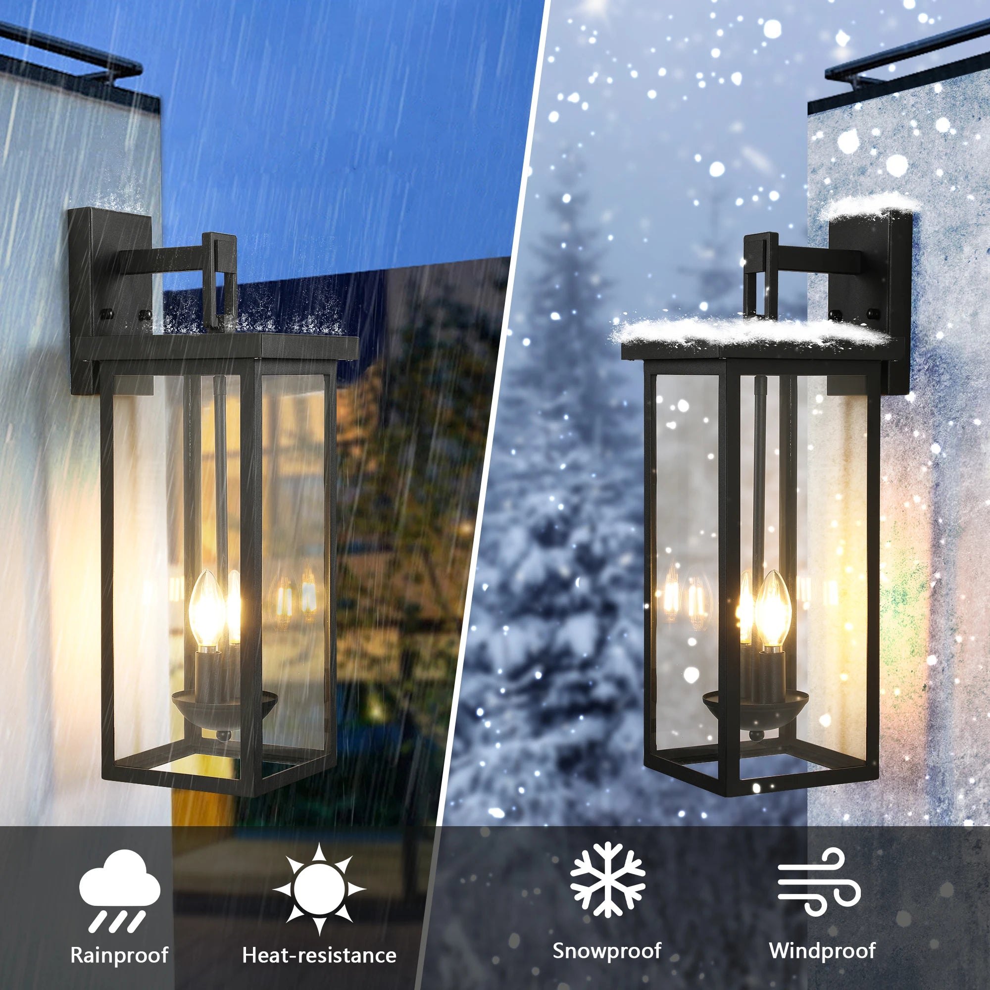 22"(H) Outdoor Wall Lantern with Dusk to Dawn Sensor
