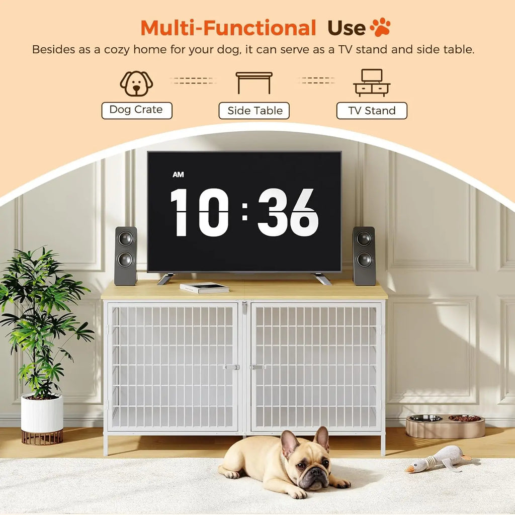 Double Dog Crate Furniture with Removable Divider