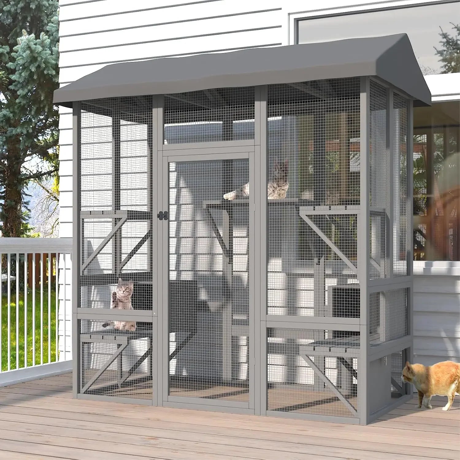 Catio Outdoor Cat Enclosure, Large House for Mutiple Cats