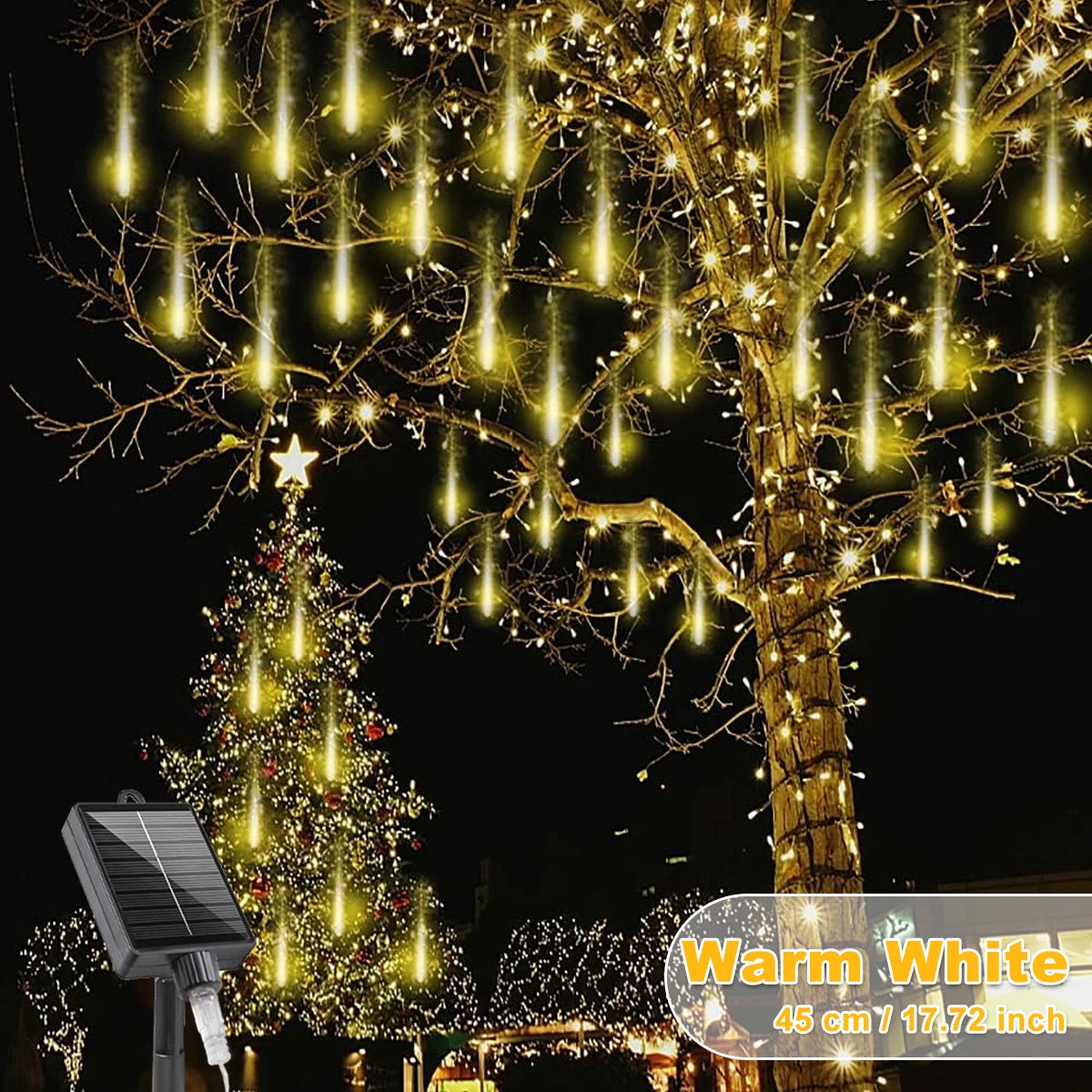 Christmas Lights Outdoor Solar Meteor Shower Lights 8 Tubes