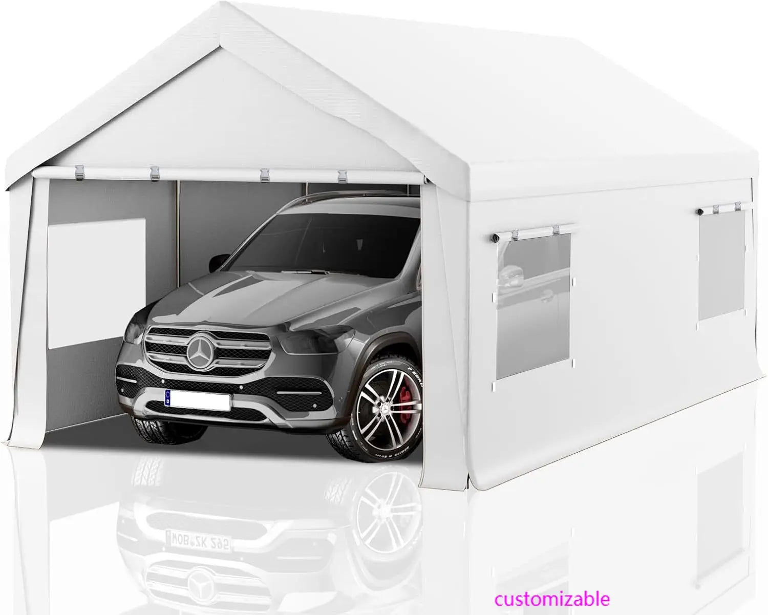 12x20 Heavy Duty Portable Garage Carport Canopy with Roll-Up Windows