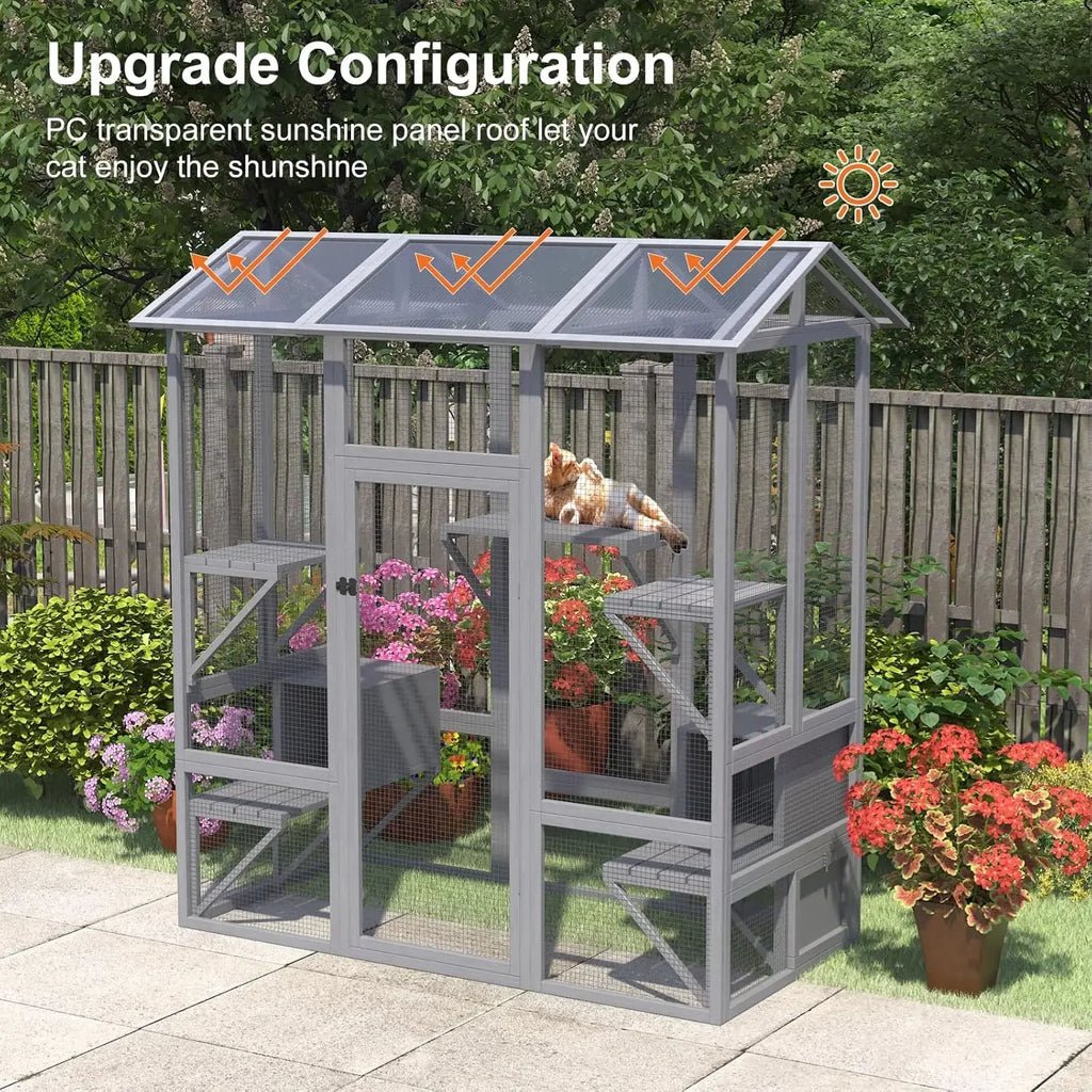 Catio Outdoor Cat Enclosure, Large House for Mutiple Cats