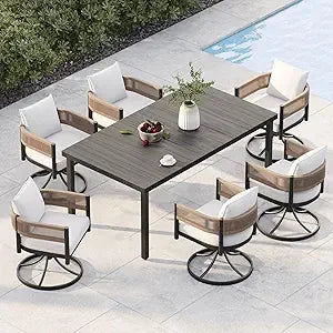 Outdoor Dining Set for 6, 7 PCS Patio Table and Chairs Set