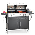 Propane Gas Grill and Charcoal Grill Combo with Side Burner
