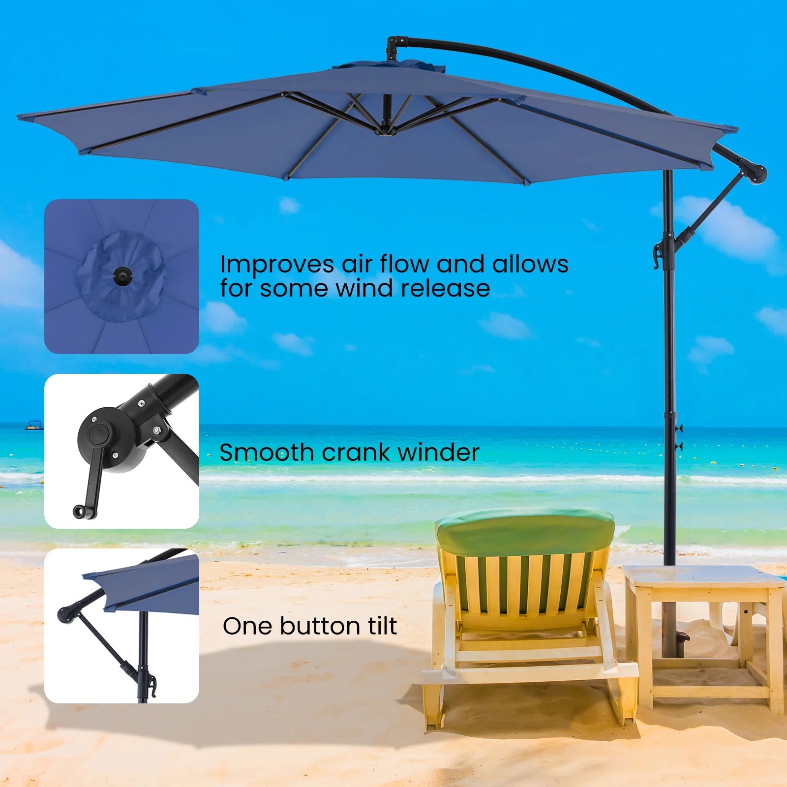 10FT Outdoor Patio Umbrella with Easy Tilt Adjustment