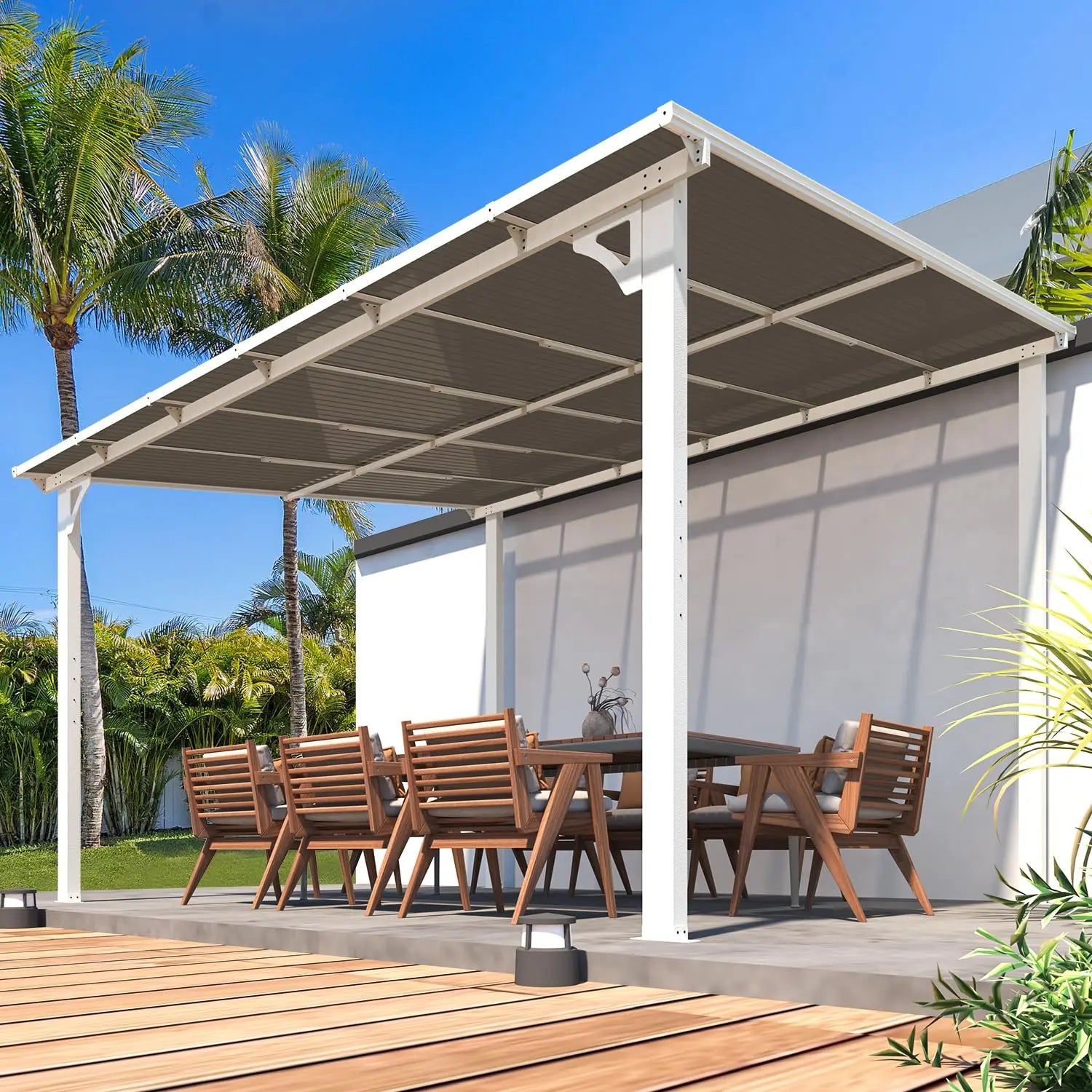 Wall Gazebo12’ x 10’, Hard Top Gazebos Pergola on Clearance