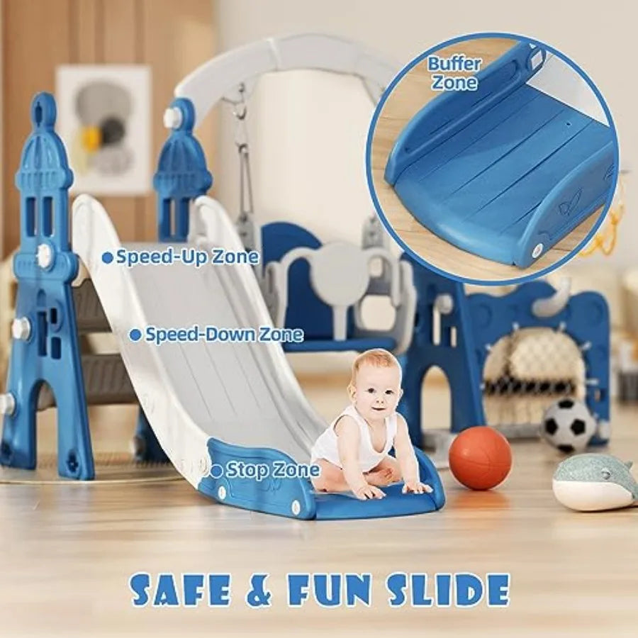 6-in-1 Toddler Slide and Swing Set Outdoor Indoor